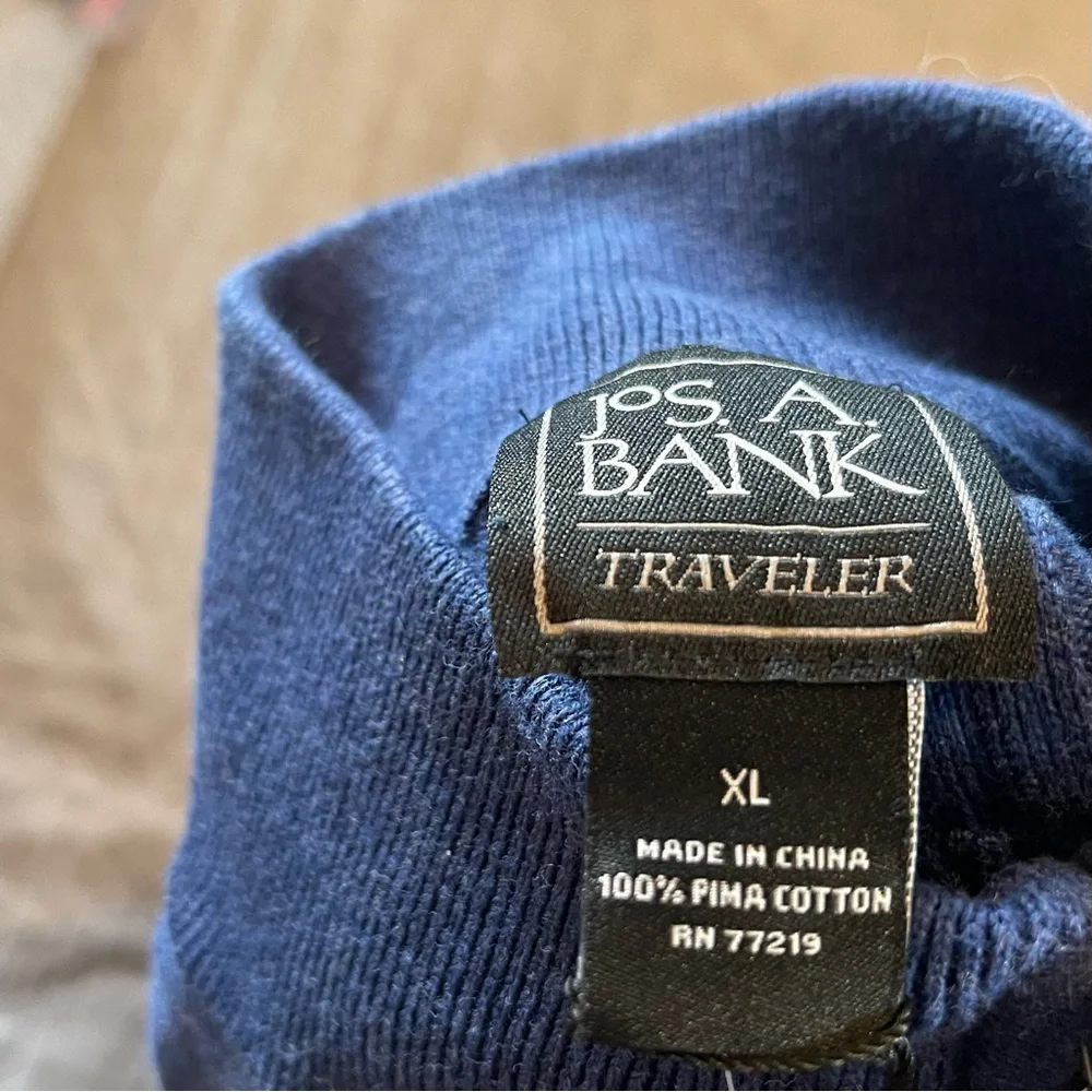 Jos A Banks Traveler 1/4 zip pima cotton‎ sweater mens XL NWT blue